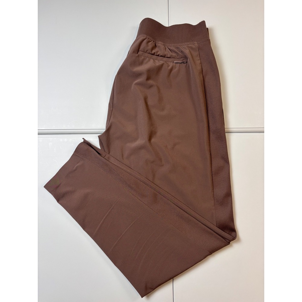 Athleta‎ Brooklyn Ankle Pant Womens 4 Brown Excellent Ribbed Side Trim Slit Hem